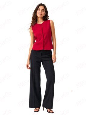 Jules & Leopold Red Sleeveless Blazer Vest XS NWT Button Front Lined